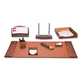 Brown Crocodile Embossed Leather Desk Set, 8pc
